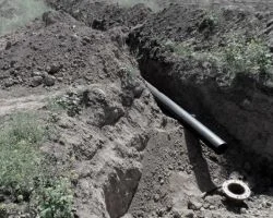 Подача воды на поле для полива. Полиэтиленовые трубы в фермерском хозяйстве.